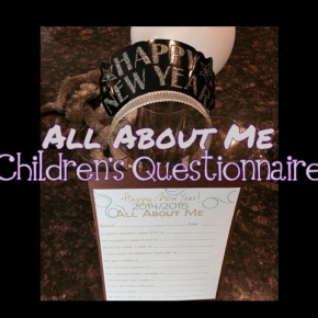New Year’s Eve “All About Me” Children’s Questionnaire